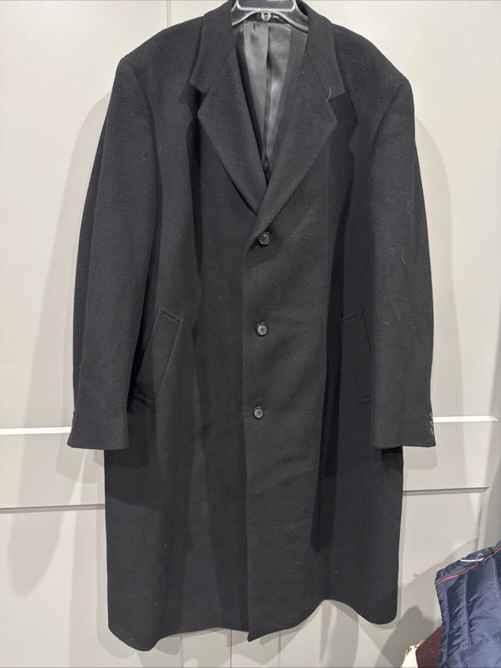 Fumagalli Men's Black Single Breasted Wool Cashmere Blend Overcoat 52R